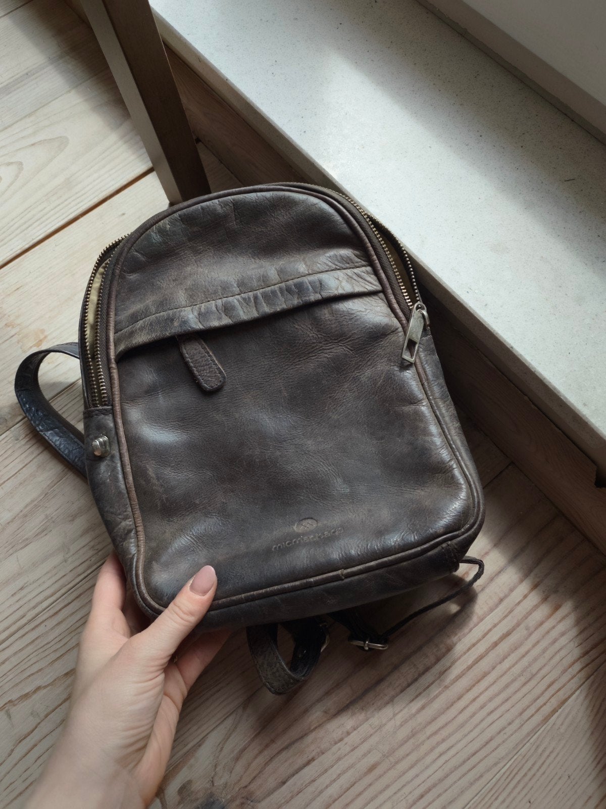 rugzak micmacbags leer tas, Ophalen of Verzenden, Zo goed als nieuw, Bruin, Leer