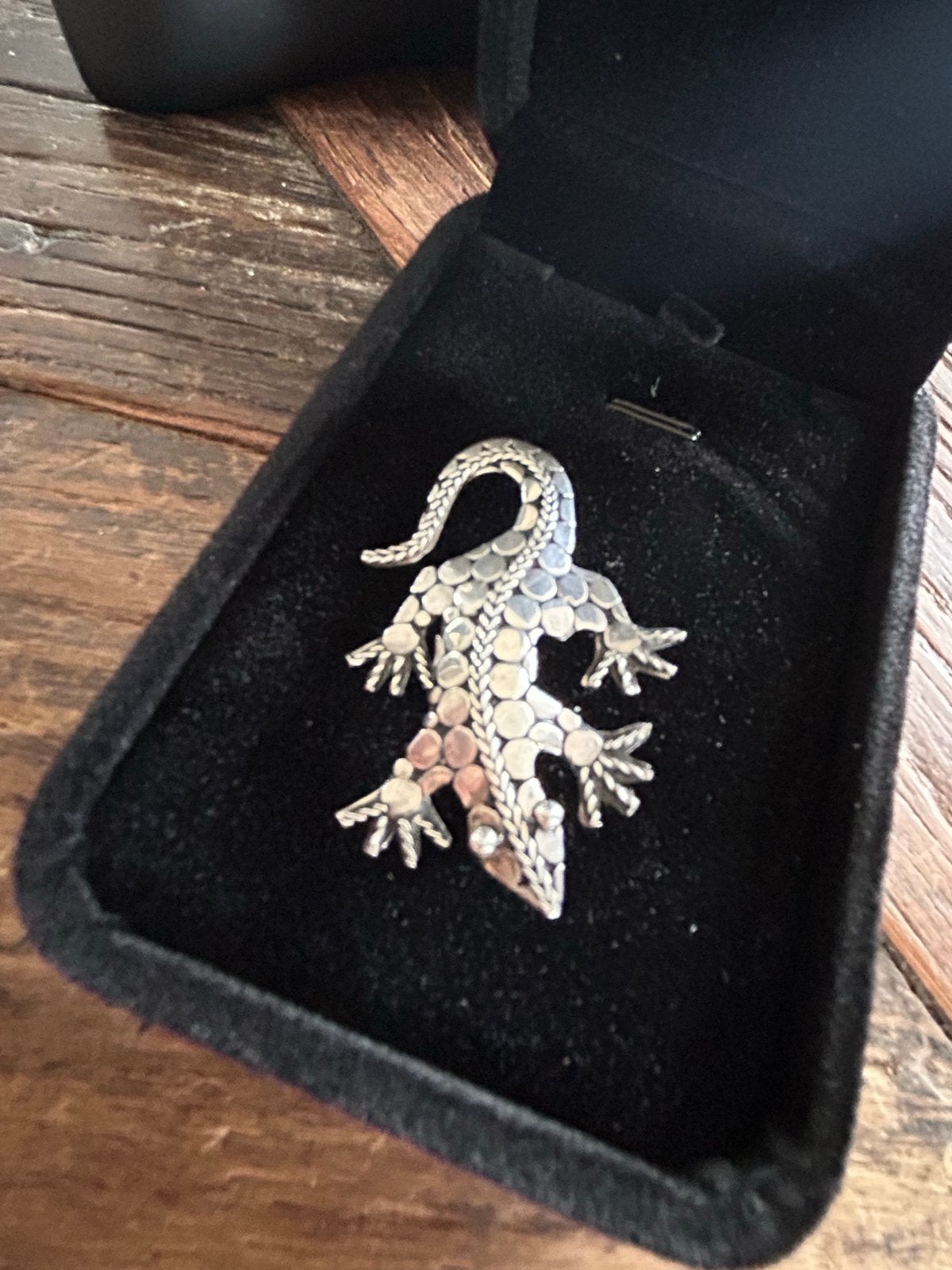 Zilveren broche hagedis, Ophalen of Verzenden, Zo goed als nieuw, 4 tot 7 cm, Zilver