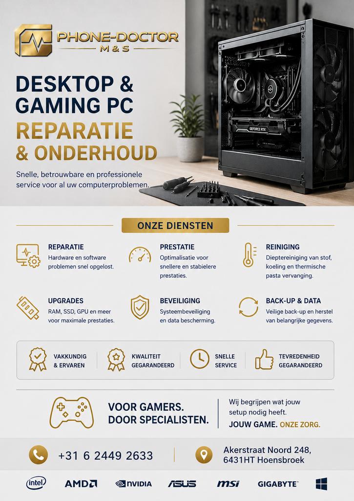 Desktop & Gaming PC Reparatie, Ophalen of Verzenden, Zo goed als nieuw, Gaming, SSD