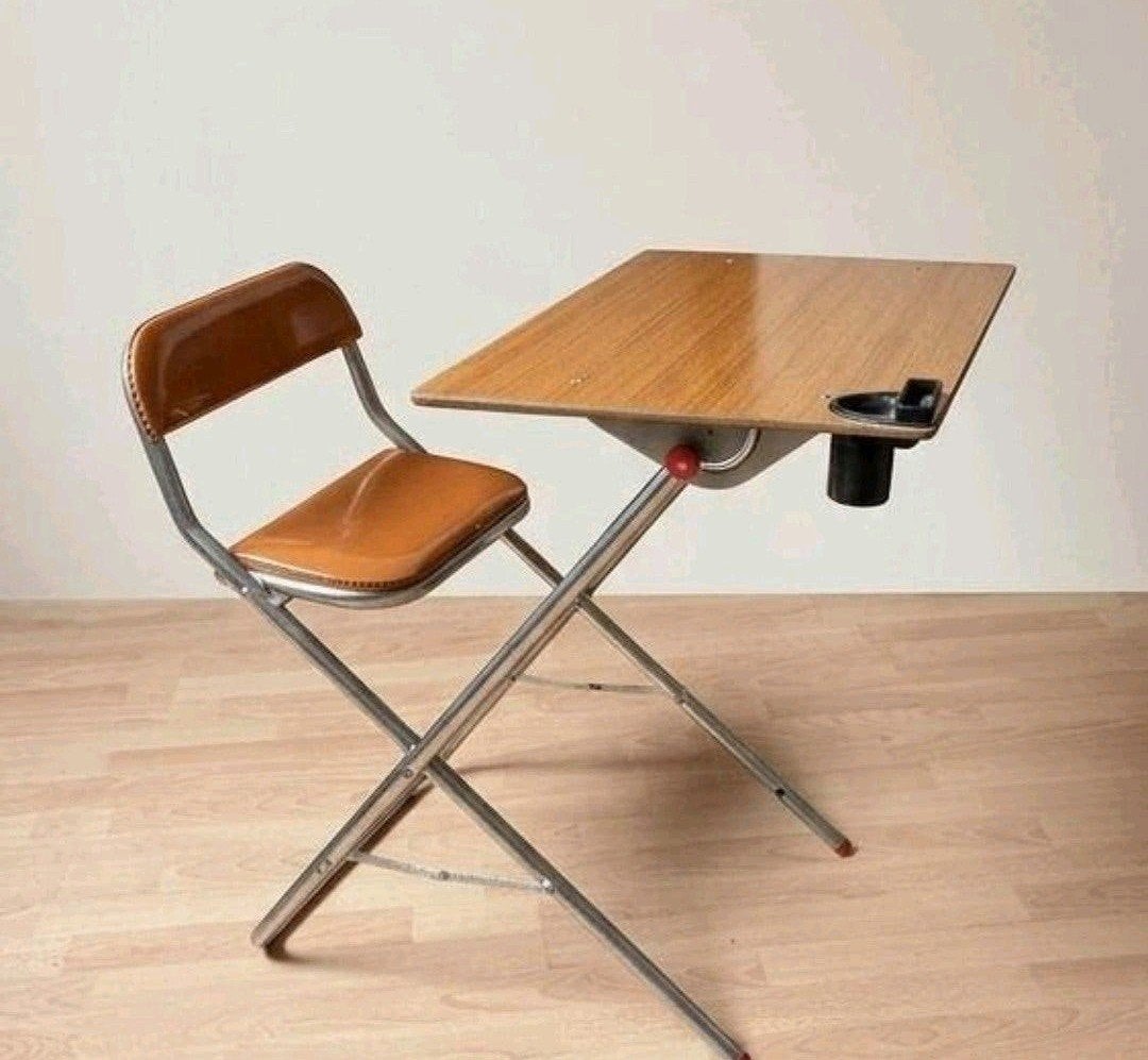 Vintage Opvouwbaar Kinderbureau & Stoel - Gico Toys/Platone, Ophalen of Verzenden, Stoel(en)