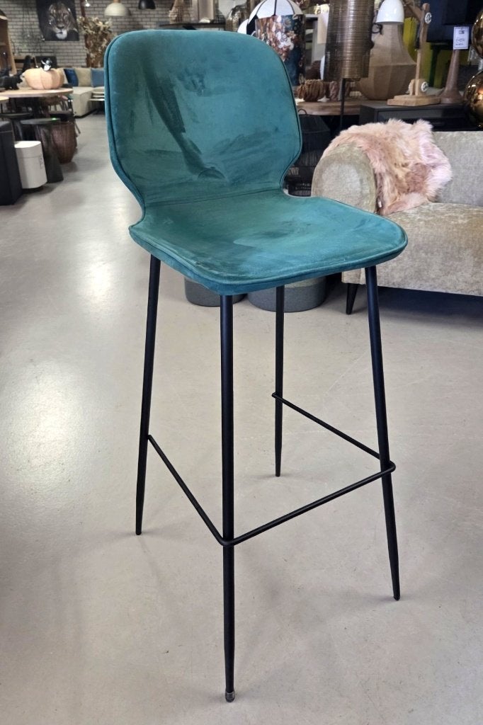 12x trendy barstoel barkruk Iris velvet groen horeca mancave, Huis en Inrichting, Ophalen, Met voetsteun, 60 tot 90 cm, Metaal