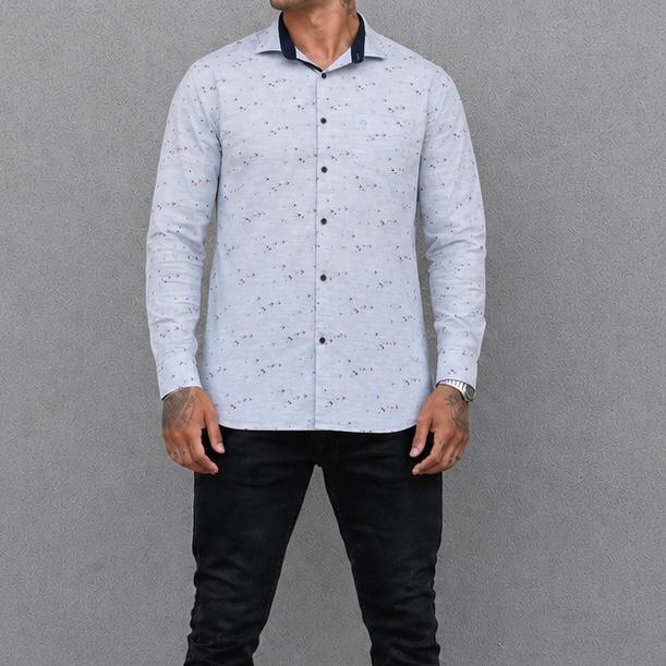 Fellows United overhemd lichtblauw met print – Dutch Design, Ophalen of Verzenden, Zo goed als nieuw, Blauw, Overige halswijdtes
