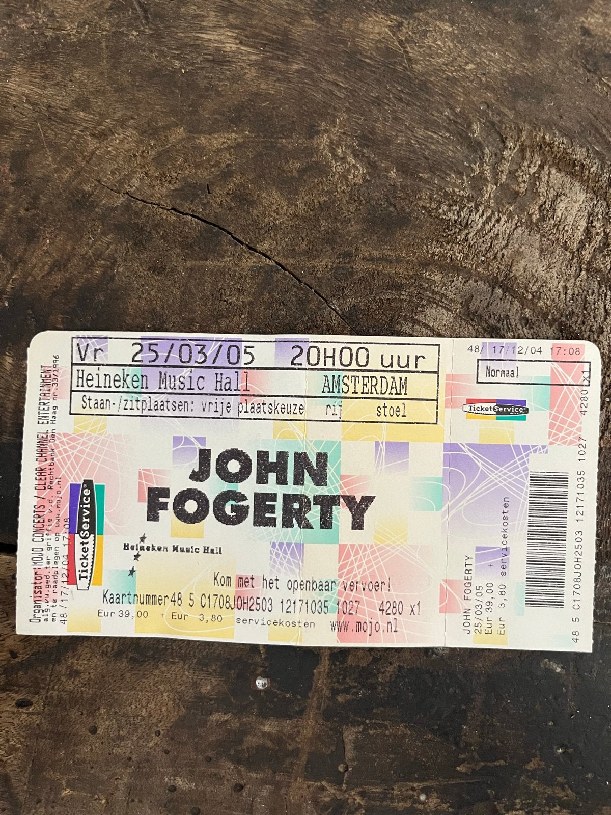 Concertkaart John Fogerty uit 2005, Eén persoon