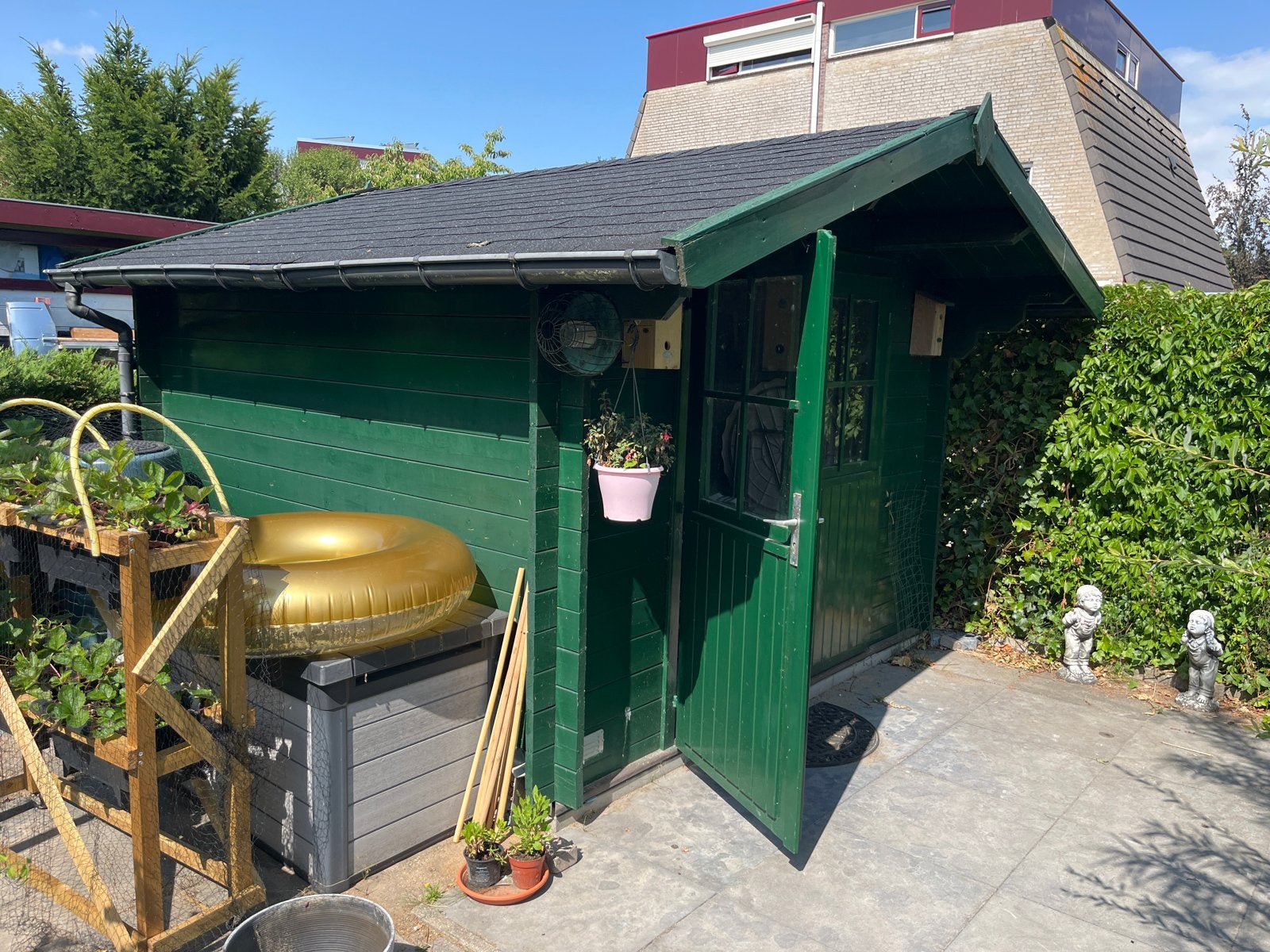 Robuuste houten berging/tuinhuis, Ophalen, Gebruikt, Hout, Fietsenberging