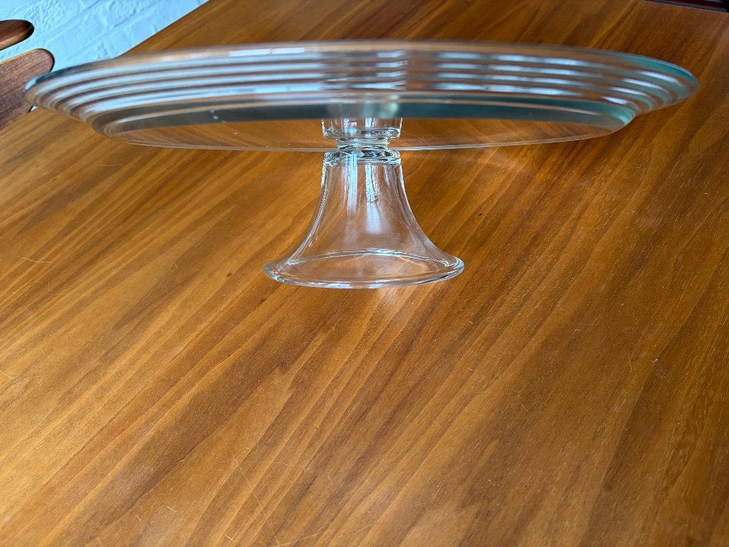 Glazen taartschotel op voet, Huis en Inrichting, Keuken | Servies, Glas of Glazen, Ophalen of Verzenden, Overige stijlen, Glas