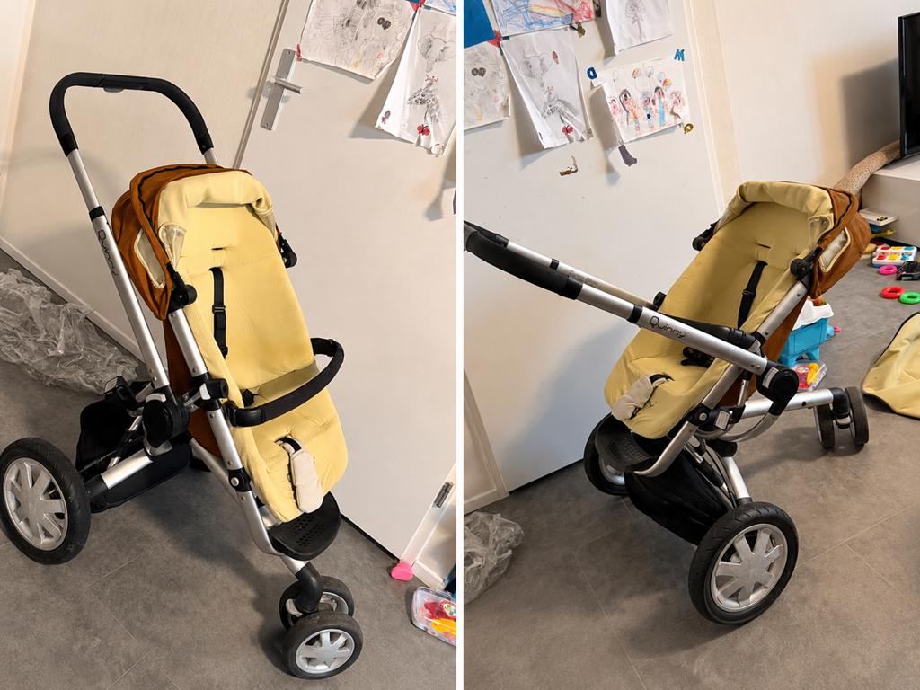 Kinderwagen complete set 3-in-1 + regenhoes + muggennet, Gebruikt, Quinny, Verstelbare duwstang, Ophalen