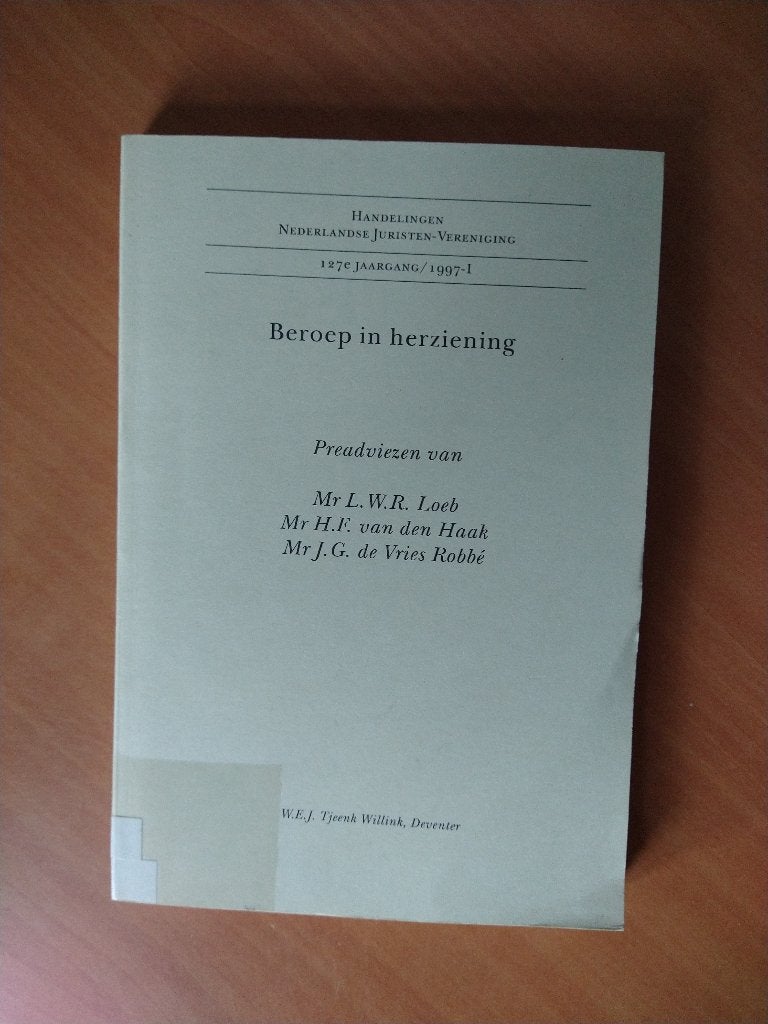 Loeb, Loeb, mr. R.w.l. (Ea) beroep in herziening Preadviezen, Ophalen of Verzenden, Zo goed als nieuw, Sociale wetenschap