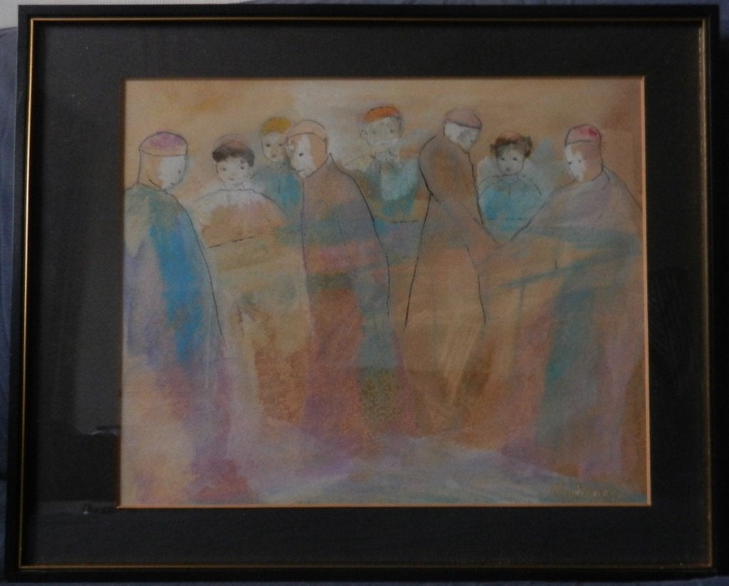 Gemengde techniek Acht staande figuren Ellen van Hemert, Antiek en Kunst, Ophalen of Verzenden