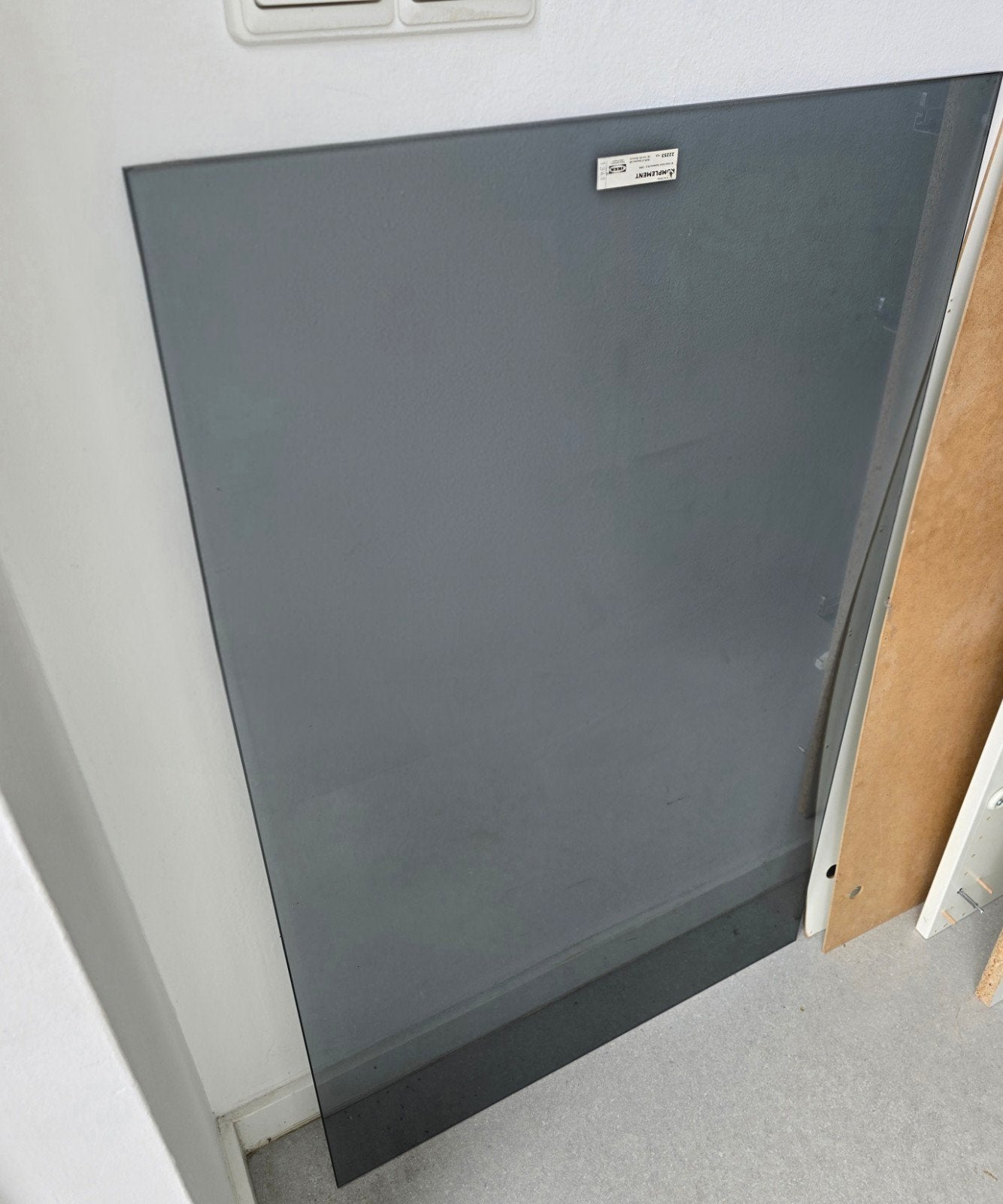 Ikea komplement glasplaat grijs getint, Ophalen, Metaal of IJzer, Klemhekje