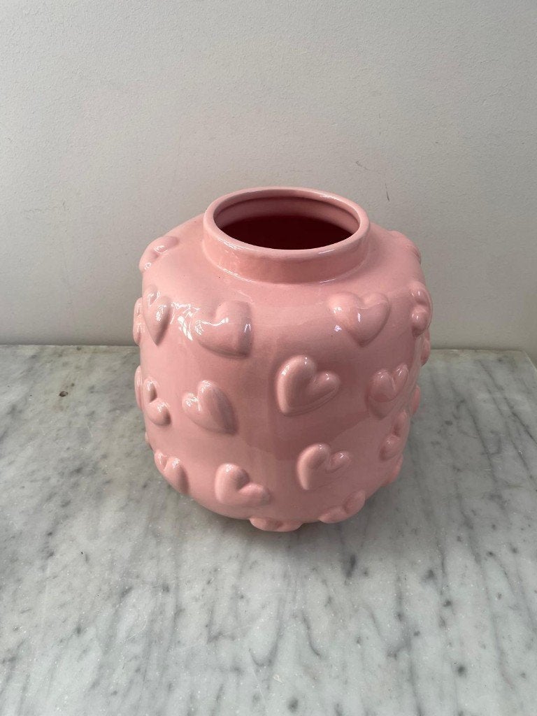 Roze hartjesvaas van Kwantum – vrolijke eyecatcher, Ophalen, Overige kleuren, Aardewerk of Porselein, Zo goed als nieuw