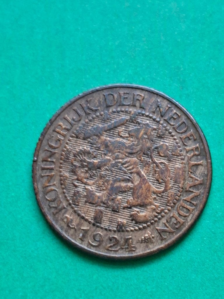 1924 cent in brons Wilhelmina, schaars, Verzenden, Koningin Wilhelmina, 1 cent, Losse munt