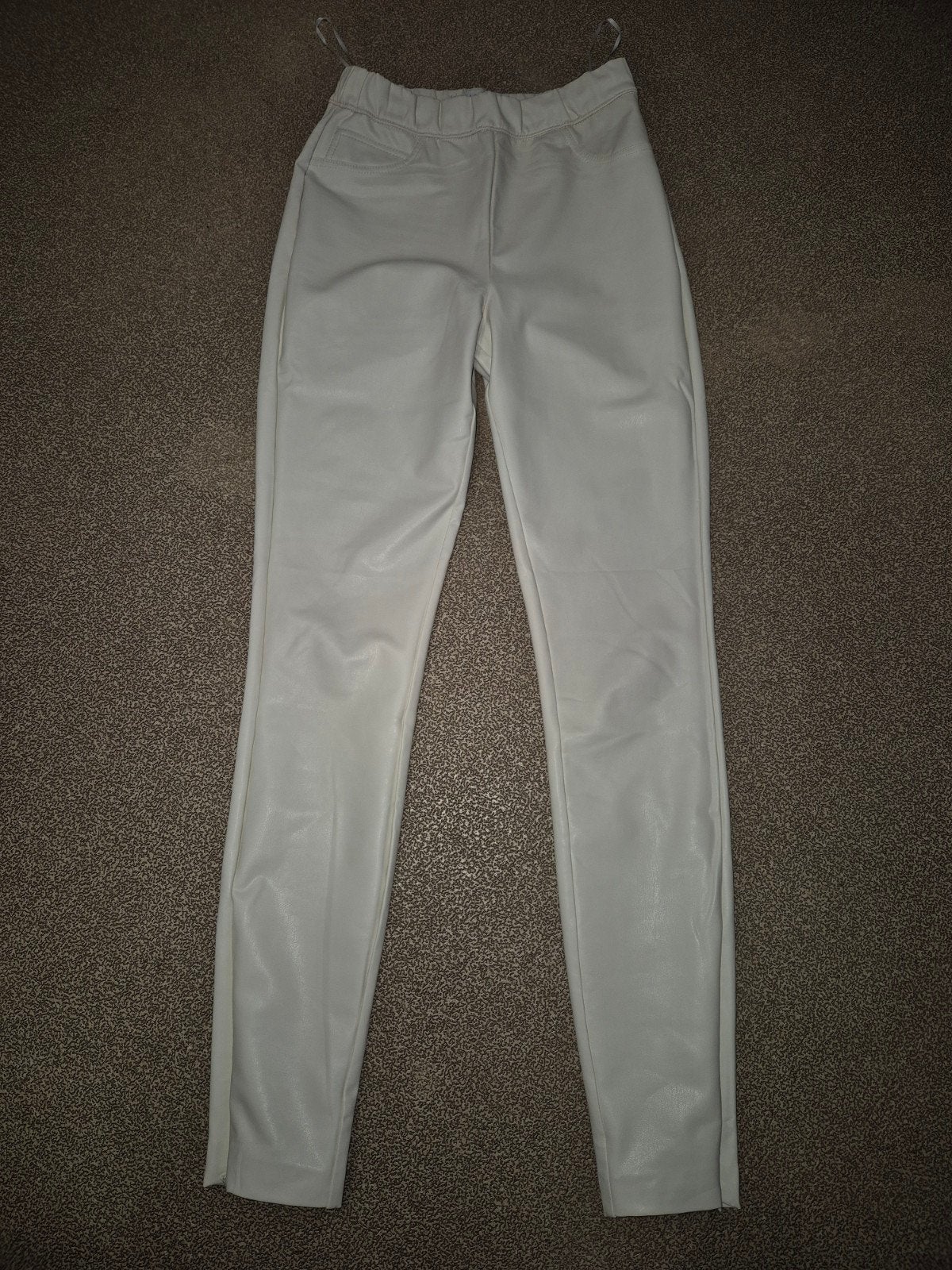 Vila Nette Nep Leren Broek Maat 40 Gevoerd, Maat 38/40 (M), Beige, Vila, Ophalen of Verzenden