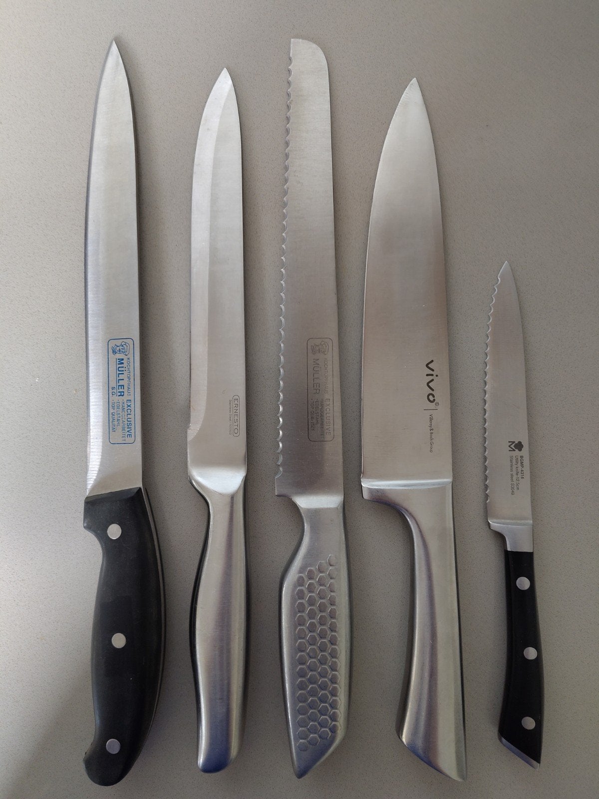 Diverse keukenmessen 5 stuks voor, Ophalen of Verzenden, Rvs of Chroom