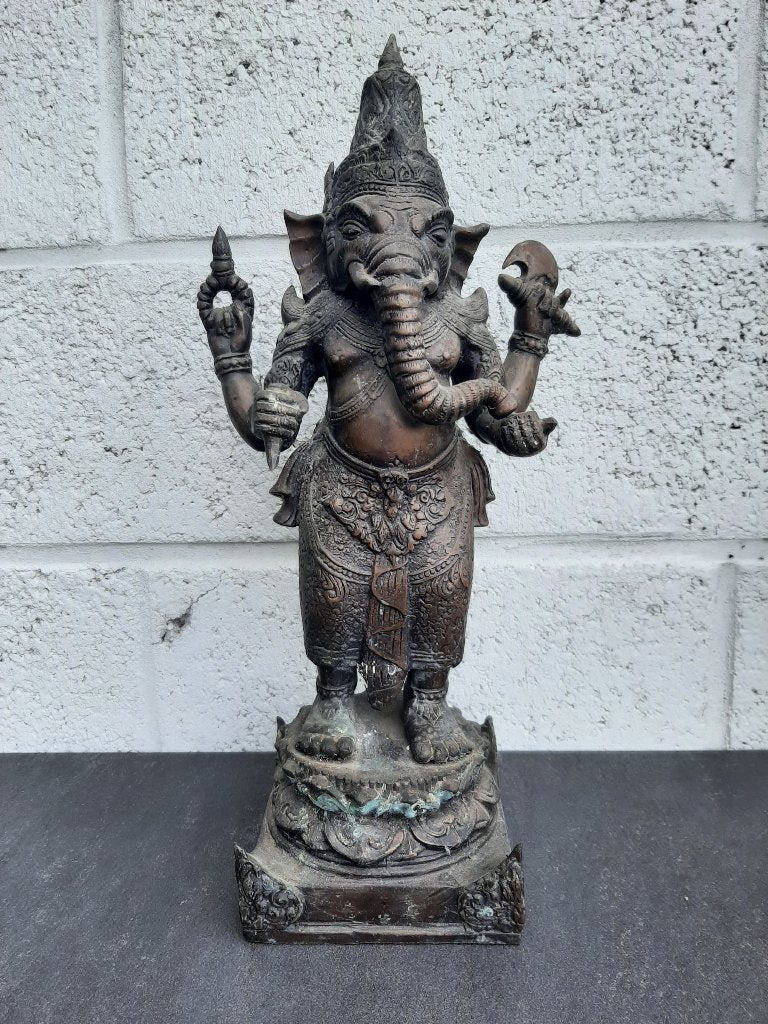 Bronzen beeld/Ganesh/Garuda/Indonesië/Azië/44 cm, Ophalen of Verzenden, Brons, Beeld, 20 - 50 cm