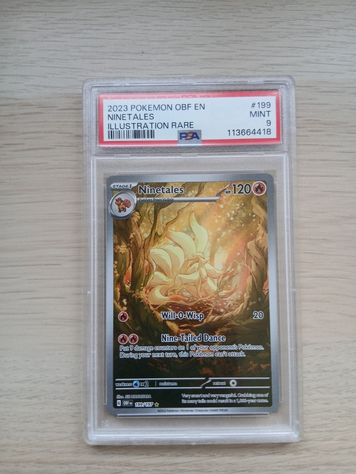 Ninetales 199 psa 9, Ophalen of Verzenden, Zo goed als nieuw