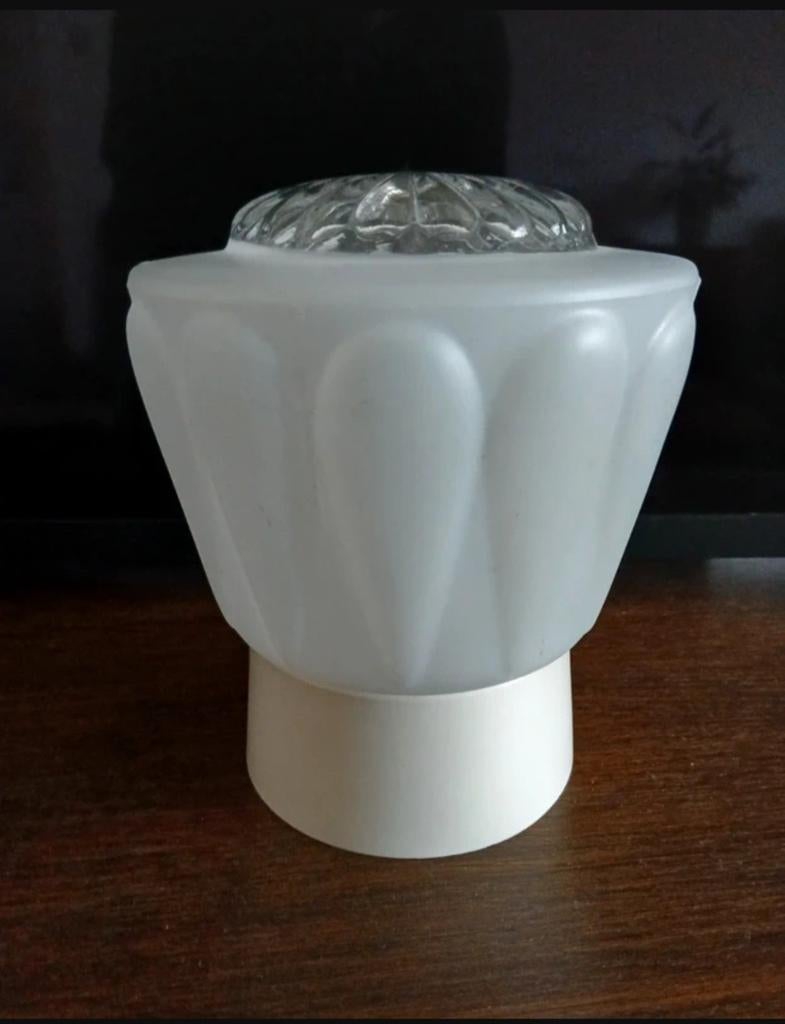 vintage Art Deco plafondlamp, 2 tonige plafonnière - Thabur, Huis en Inrichting, Ophalen of Verzenden, Gebruikt, Glas, Art Deco