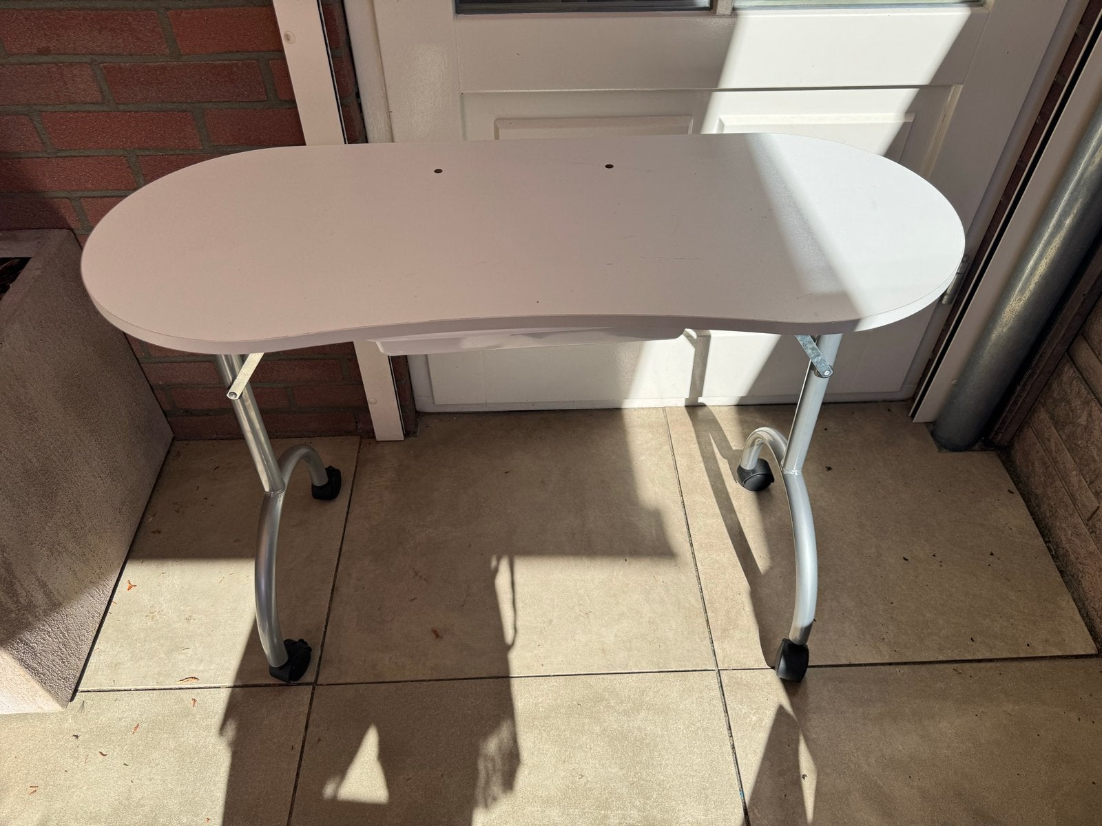Inklapbare Nageltafel Wit met Lade en Draagtas, Ophalen, Gebruikt, 50 tot 100 cm, Metaal