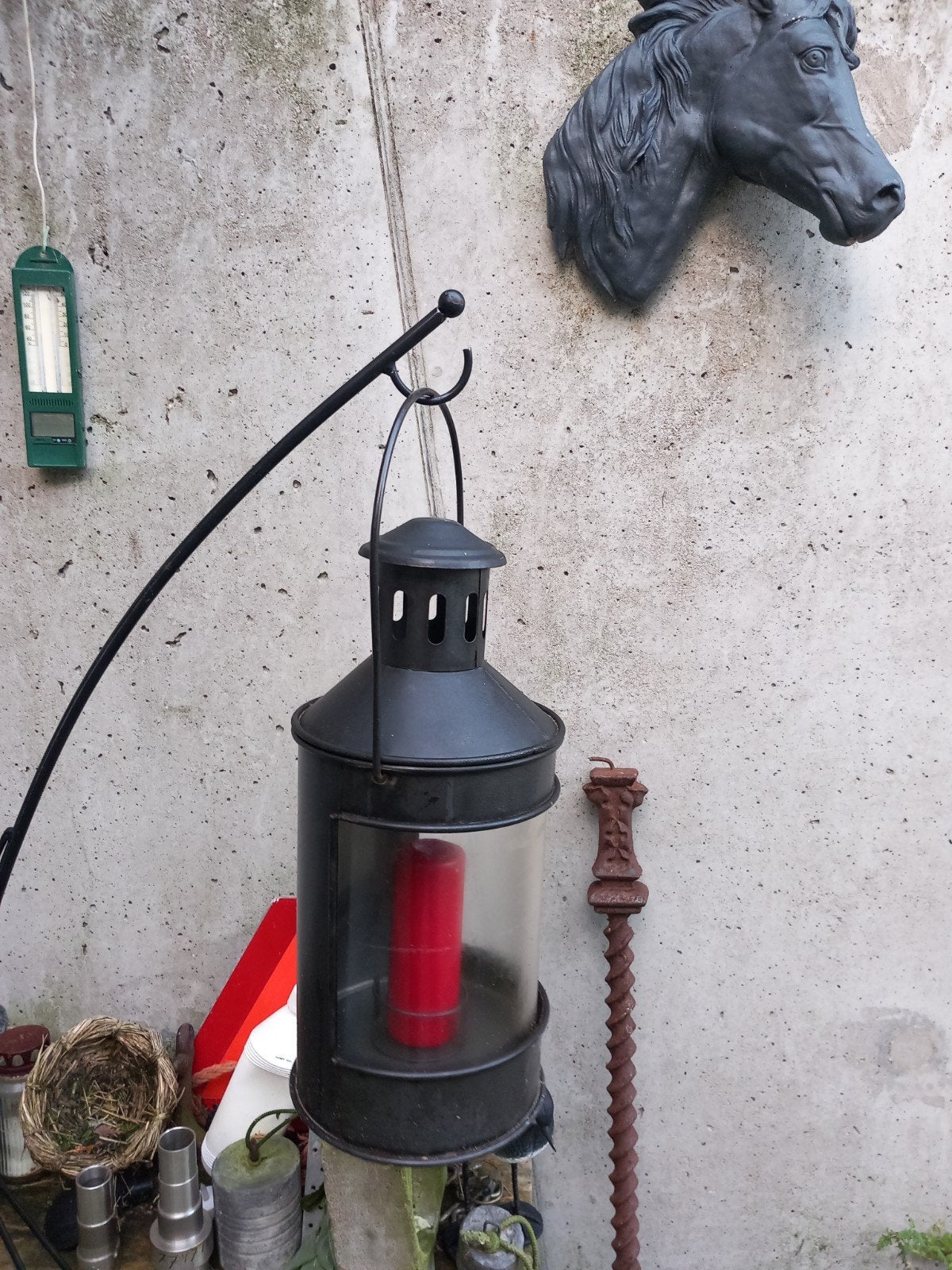 Windlicht met kaars en standaard - Sfeervolle verlichting, Ophalen, Gebruikt, Zwart, Metaal