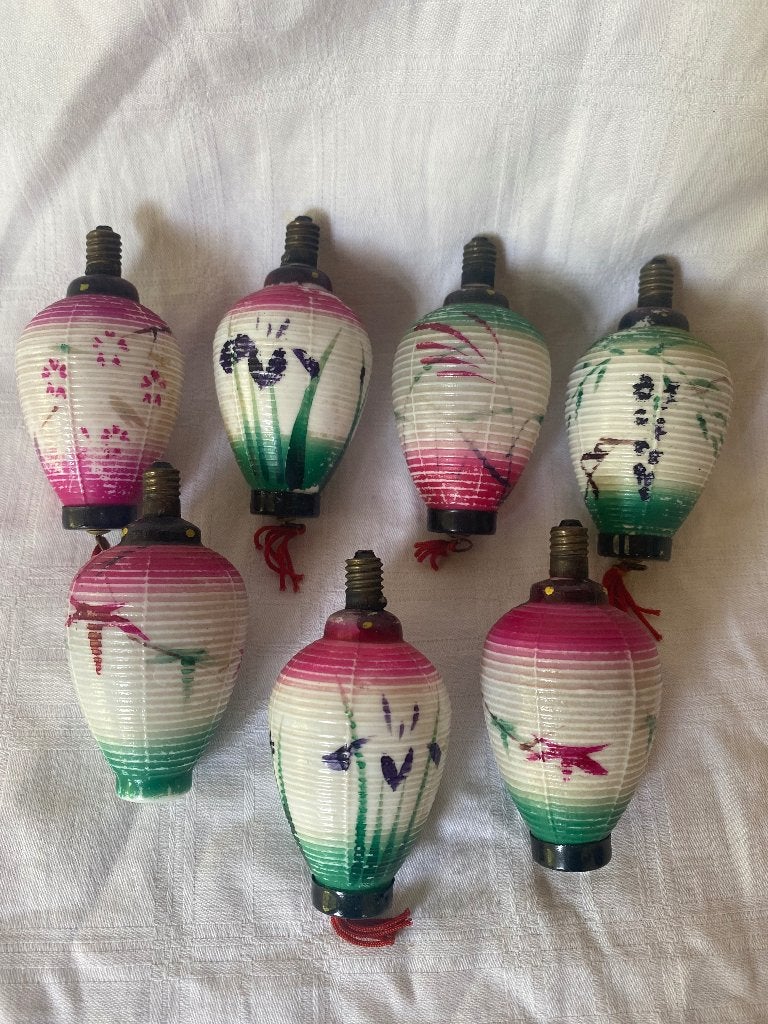 Antieke kerstlampjes melkglas lantaarntjes Japan, Diversen, Kerst, Gebruikt, Onbekend, Ophalen of Verzenden, Onbekend