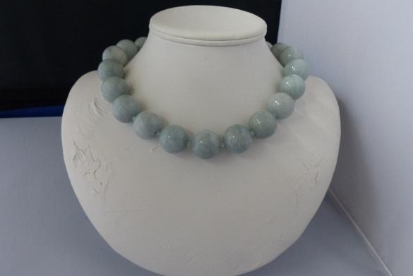AQUAMARIJN (20mm) ketting, Sieraden, Tassen en Uiterlijk, Antieke sieraden, Verzenden, Zilver, Overige typen, Met edelsteen
