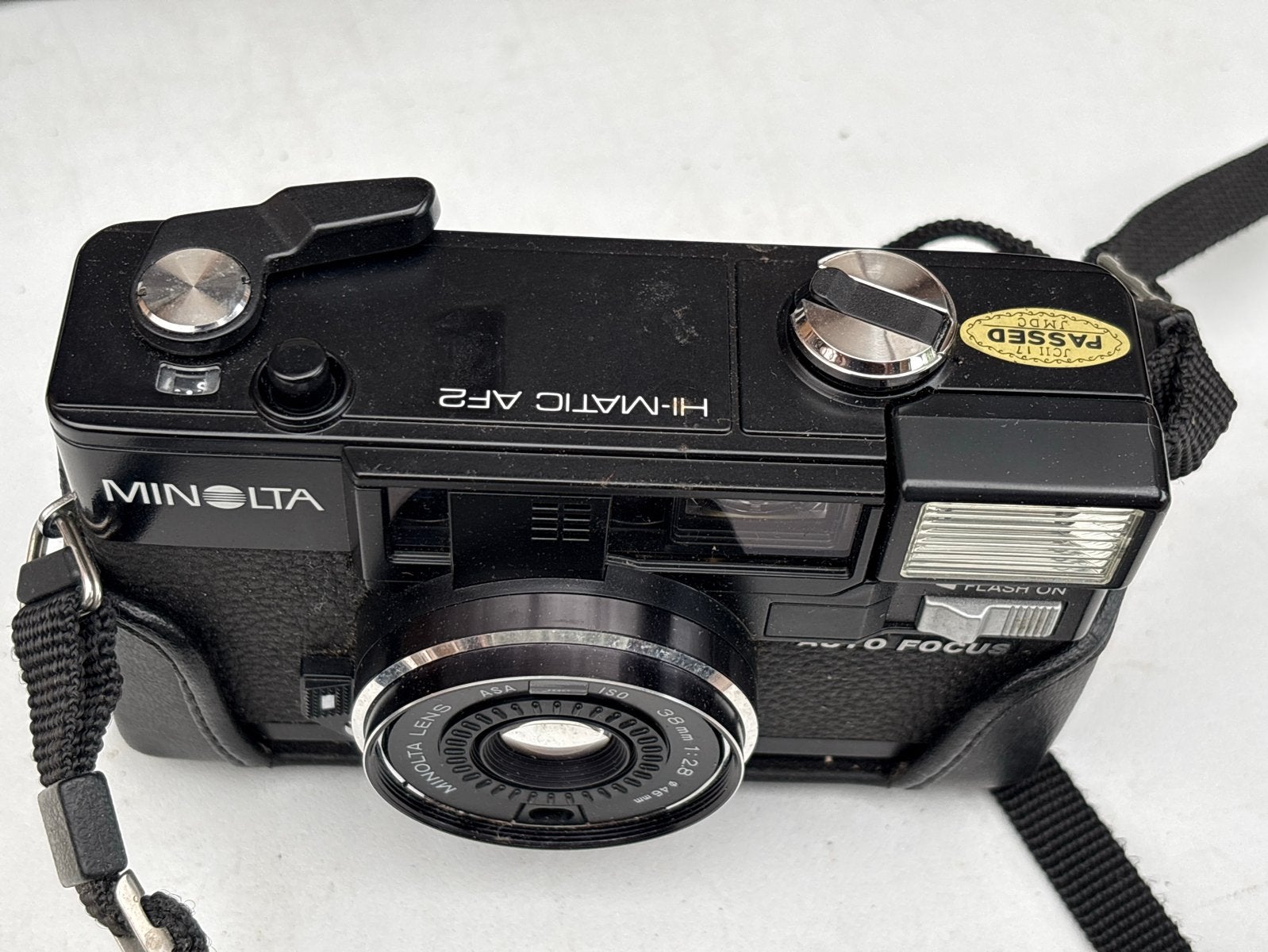 Minolta Hi-Matic AF2 Compact Camera met Auto Focus, Audio, Tv en Foto, Fotocamera's Analoog, Ophalen of Verzenden, Gebruikt, Compact