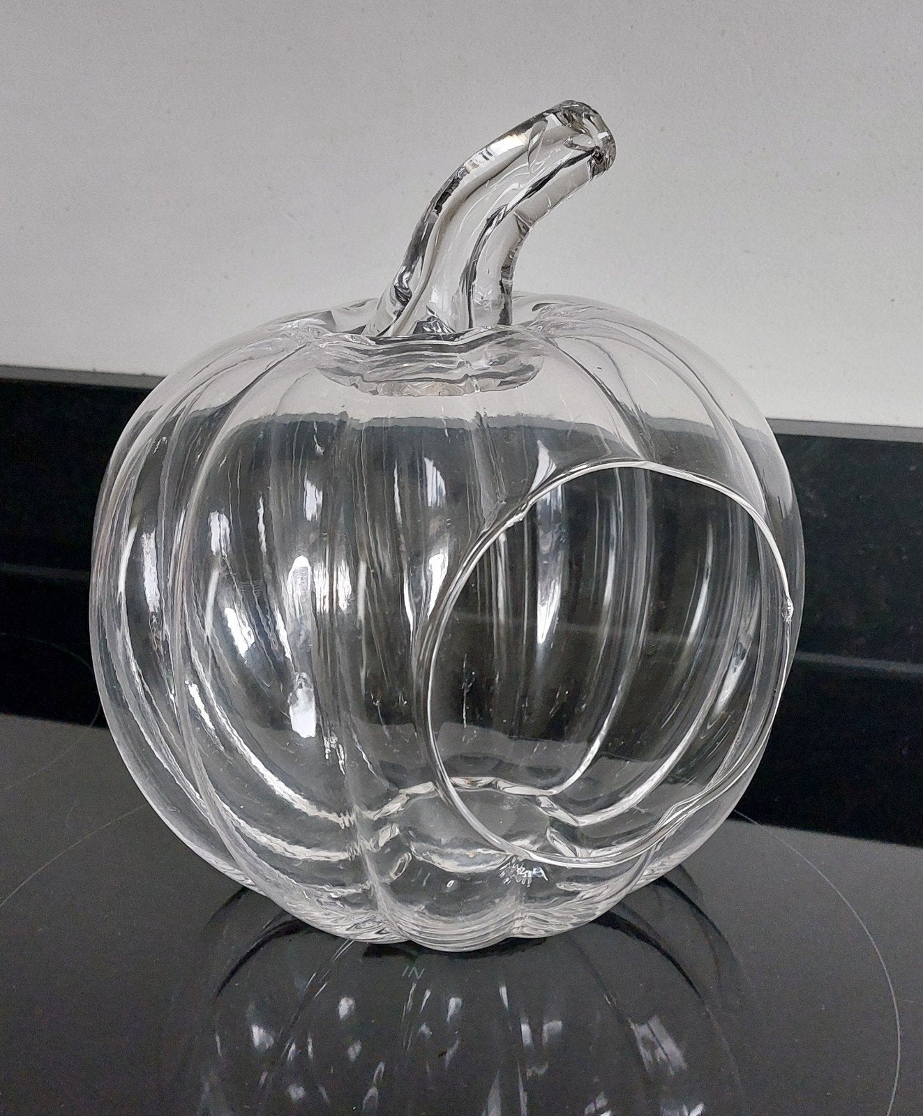 Glazen pompoen decoratie - onbeschadigd, Ophalen, Zo goed als nieuw, Glas