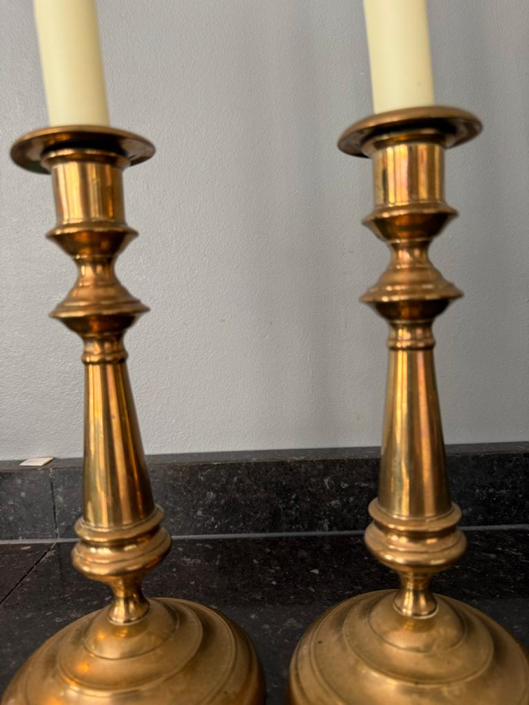 Set van 2 Antieke koperen Kandelaars, Antiek en Kunst, Antiek | Kandelaars, Ophalen, Koper of Brons