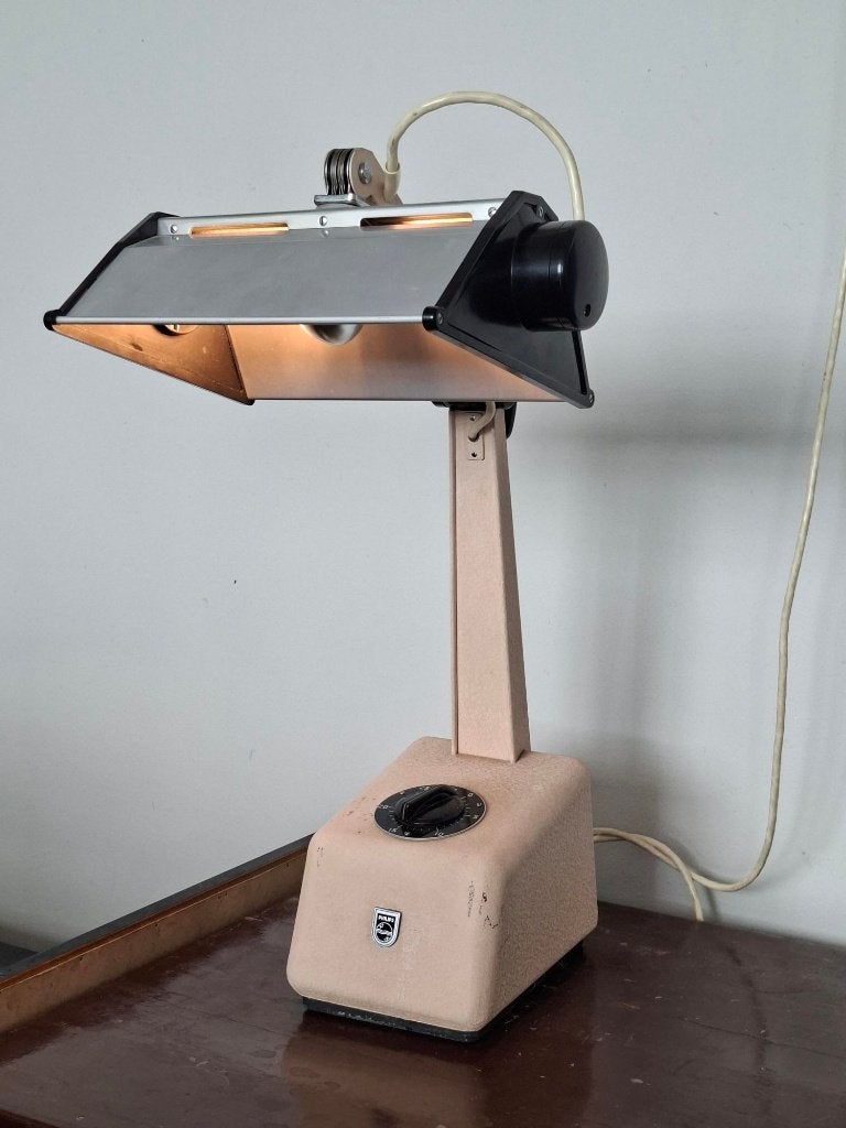 vintage industriële bureaulamp Philips space age jaren 50, Antiek en Kunst, Ophalen