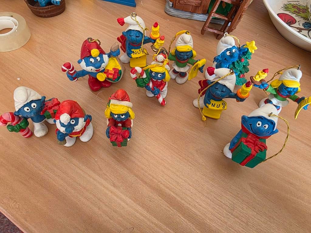8 smurfen kerstboom hangers,3 losse, Verzamelen, Smurfen, Ophalen of Verzenden, Zo goed als nieuw, Verschillende Smurfen