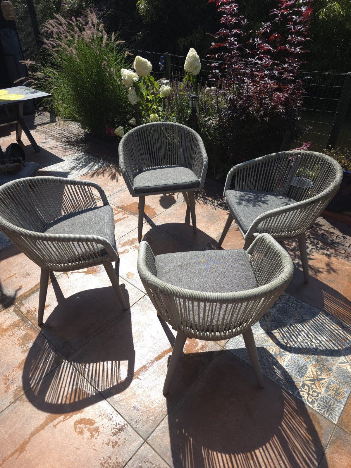 Intratuin tuinstoelen met kussens (set van 4), Ophalen, Gebruikt, Wicker