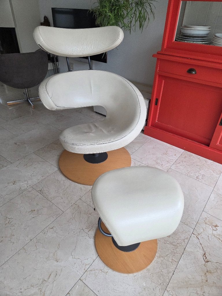 wit leren Varièr Peel stoel, Ophalen, Gebruikt, 75 tot 100 cm, 75 tot 100 cm
