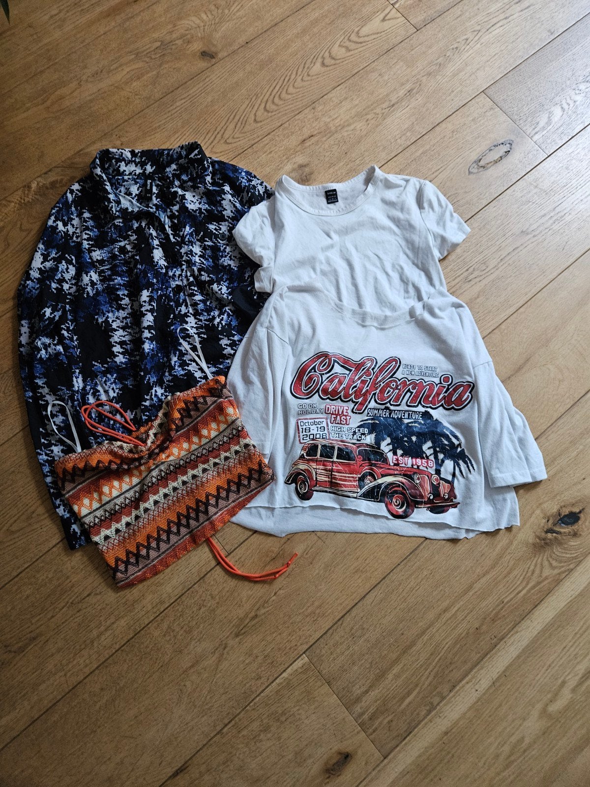 Zomerse kledingbundel: 2 T-shirts en een topje, Meerkleurig, Ophalen of Verzenden, Onbekend, Lange mouw