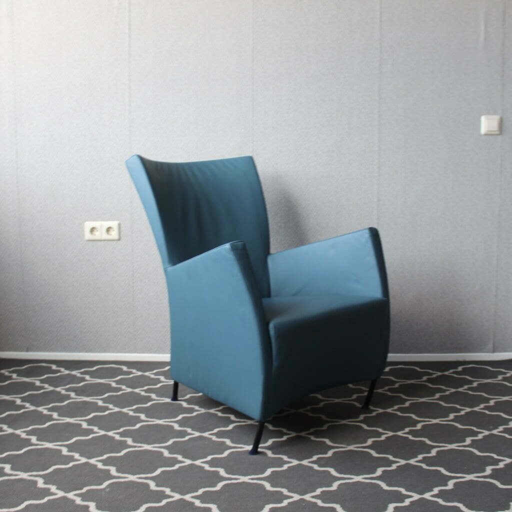 Montis Windy fauteuil - leder Turquoise, Niet ingevuld, Zo goed als nieuw, Niet ingevuld, Niet ingevuld