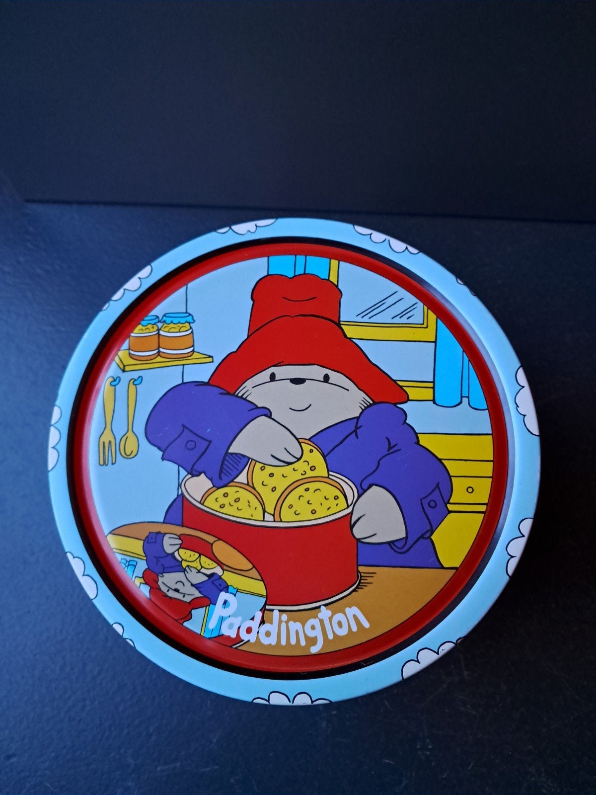 Groot vintage bewaarblik Paddington Bear, Ophalen of Verzenden, Gebruikt, Koek(jes), Overige merken