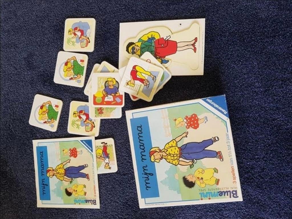 Doos met 3 spellen. Thema mijn mama (memory), Ophalen of Verzenden