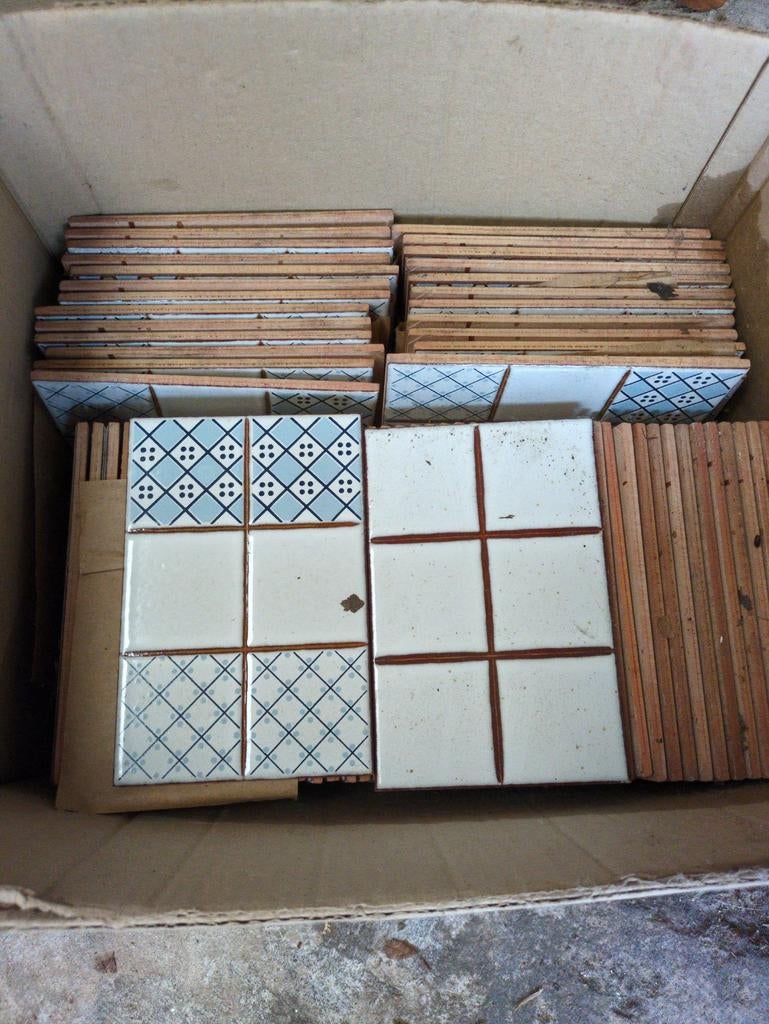 Vintage wandtegels, diverse patronen, ca. 0.5 m², Ophalen, Gebruikt, Minder dan 20 cm, Minder dan 20 cm