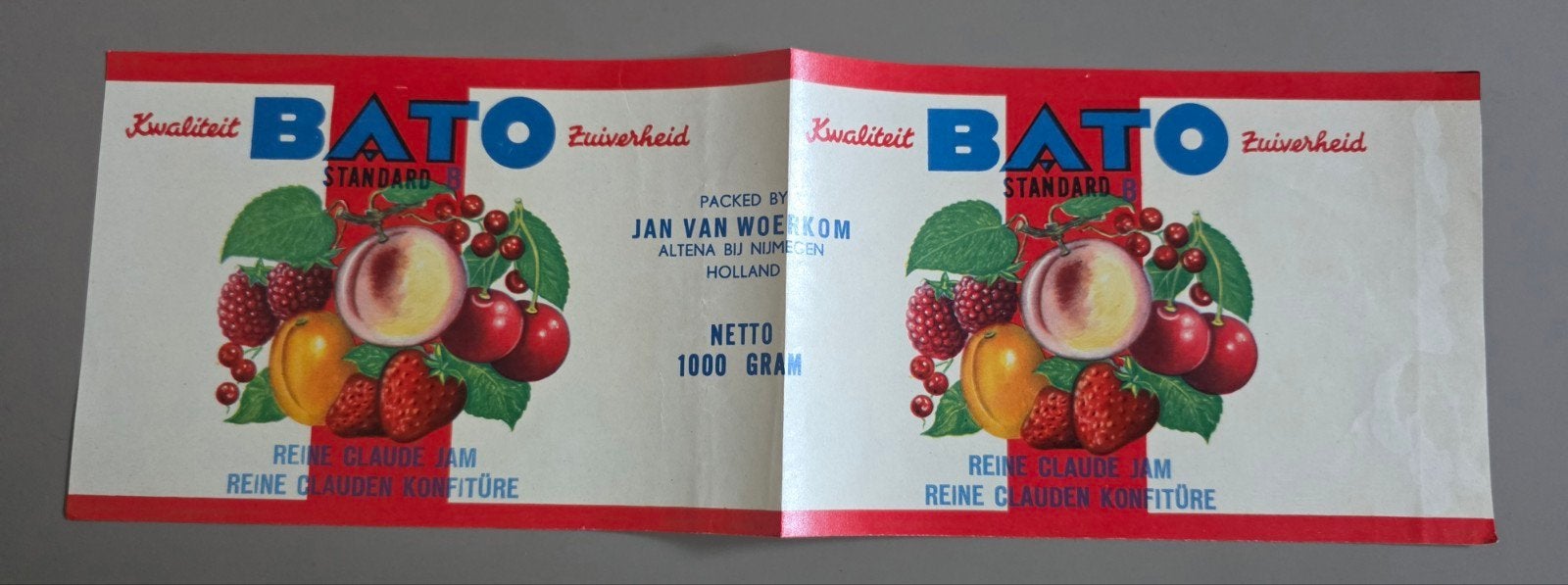 095) ORIGINEEL ETIKET BATO JAN VAN WOERKOM NIJMEGEN, Verzenden, Gebruikt, Overige typen