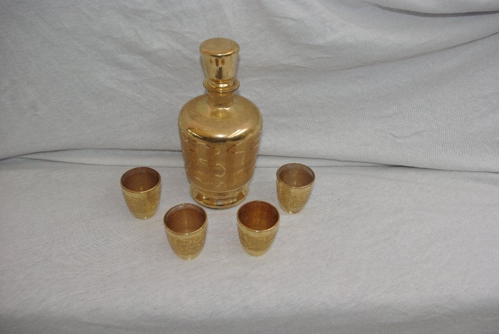 Gouden karaf met glaasjes/Diverse karaffen met glaasjes, Ophalen of Verzenden