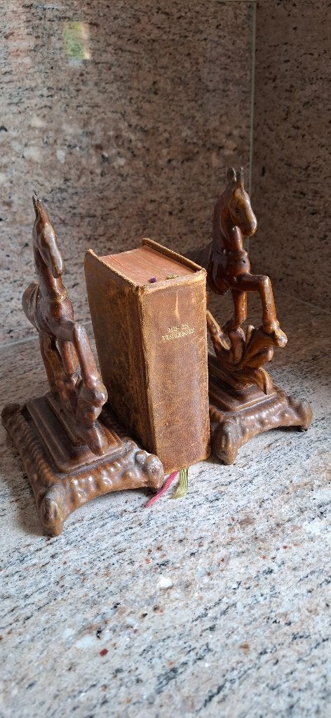 Antieke boekensteunen van geëmailleerd gietijzer - paarden, Ophalen of Verzenden