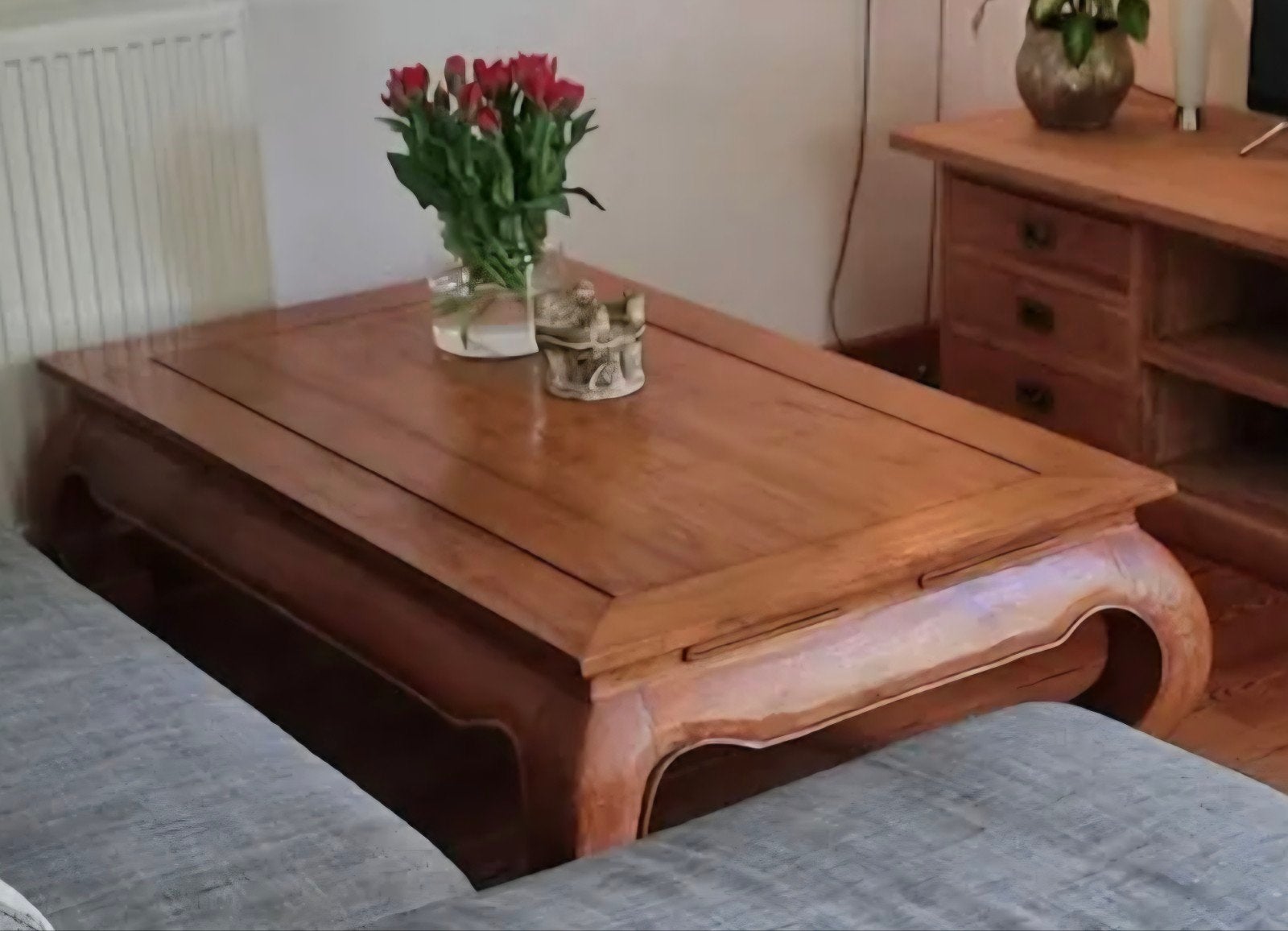 Luxe Grote opium Salontafel - Massief teak Hout, Gebruikt, Kersenhout, 100 tot 150 cm, Luxe, Robuust