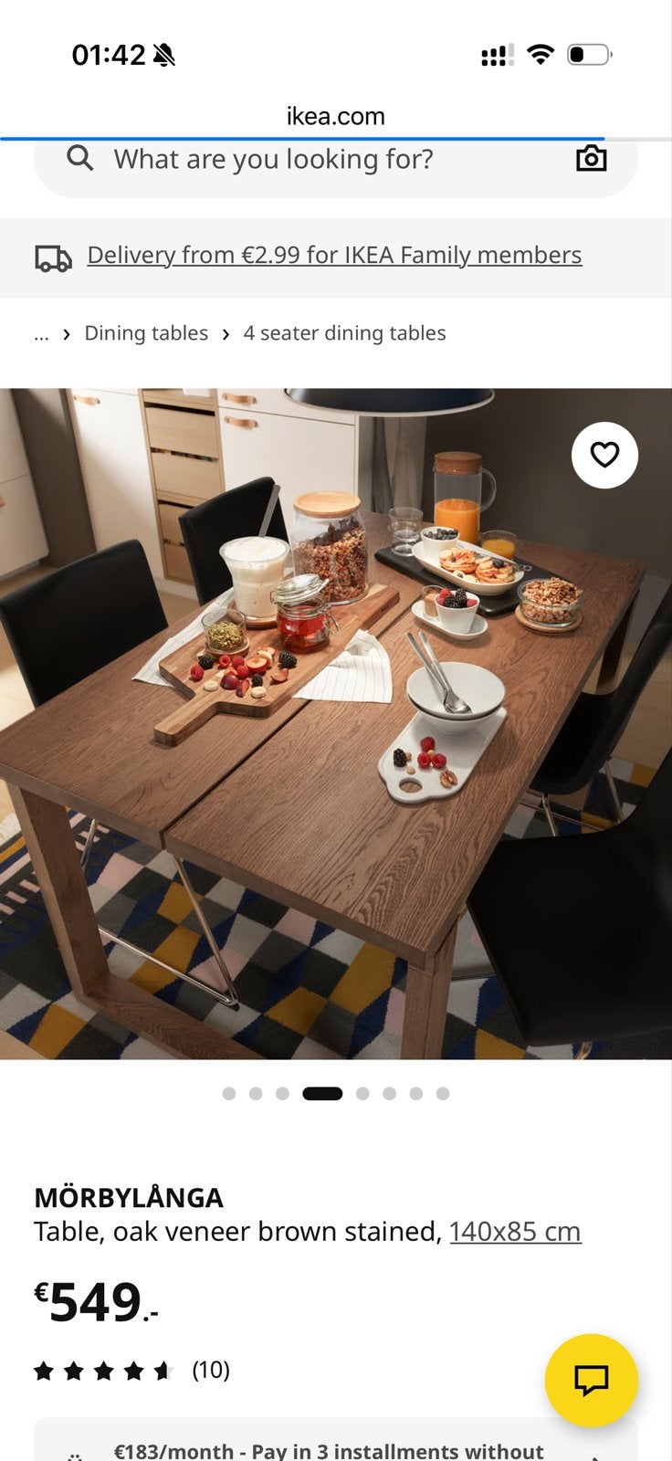 Zo goed als nieuwe IKEA MÖRBYLÅNGA eettafel (140x85 cm), Huis en Inrichting, Tafels | Eettafels, Ophalen, 100 tot 150 cm, Eikenhout