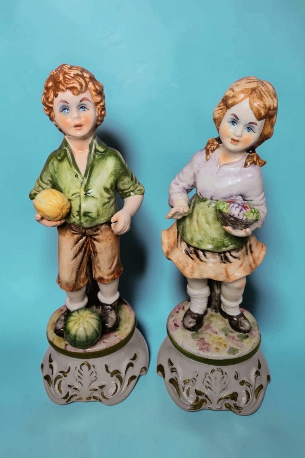 💥2 XL Porselein Beeld Capodimonte Jongen Meisje, Ophalen of Verzenden, Mens