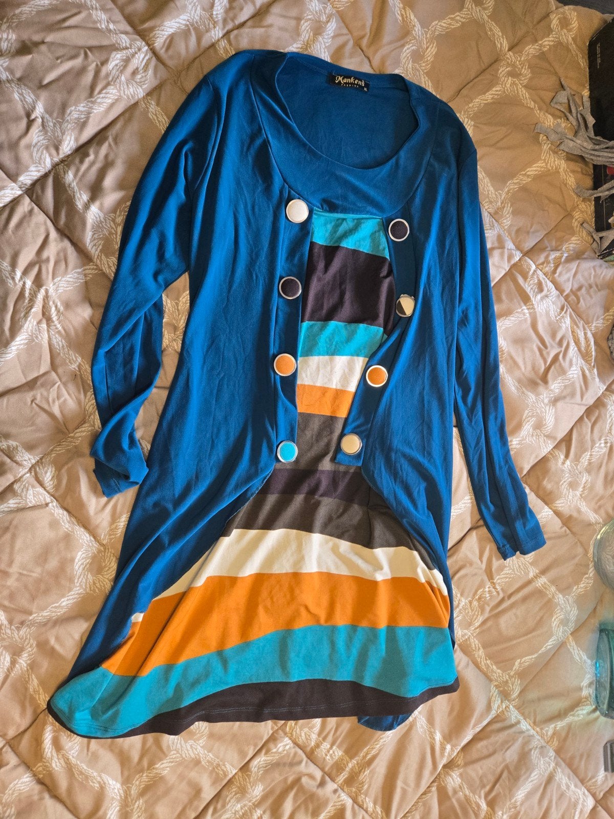 Mooie Longsleeve, Dubbellaags look, XL, teal, Maat 46/48 (XL) of groter, Ophalen of Verzenden, Zo goed als nieuw, Lange mouw