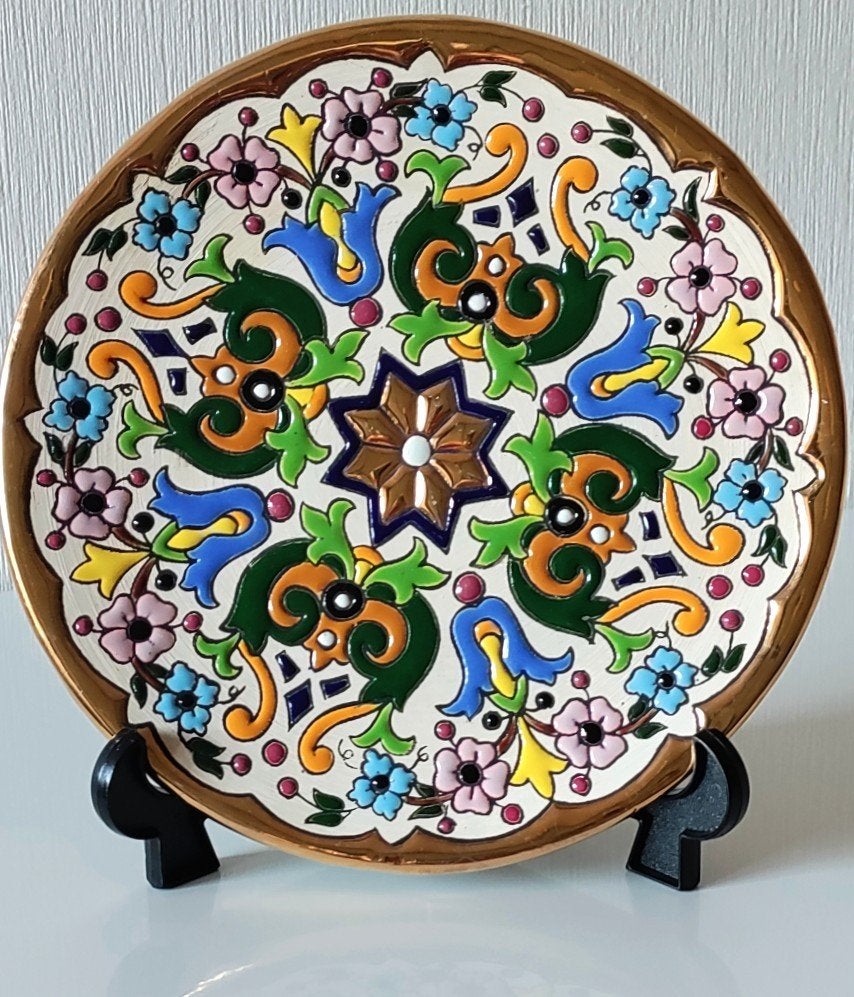 VINTAGE ANDALUSISCH Handgeglazuurd Keramisch bord, Antiek en Kunst, Antiek | Keramiek en Aardewerk, Ophalen of Verzenden
