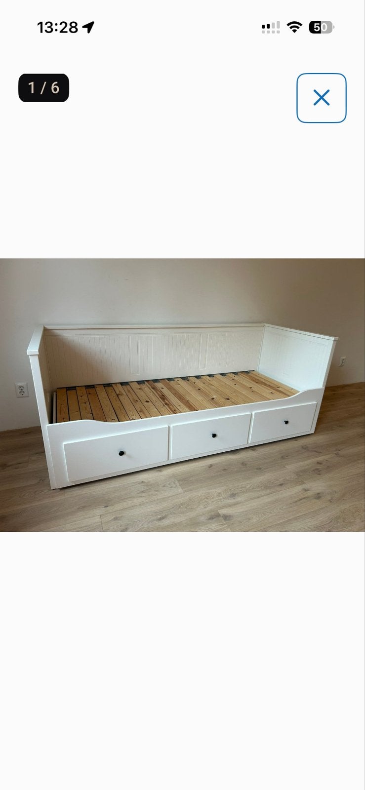 IKEA Hemnes bedbank met twee matrassen- uitschuifbaar, Ophalen, Wit, Tweepersoons, 200 cm