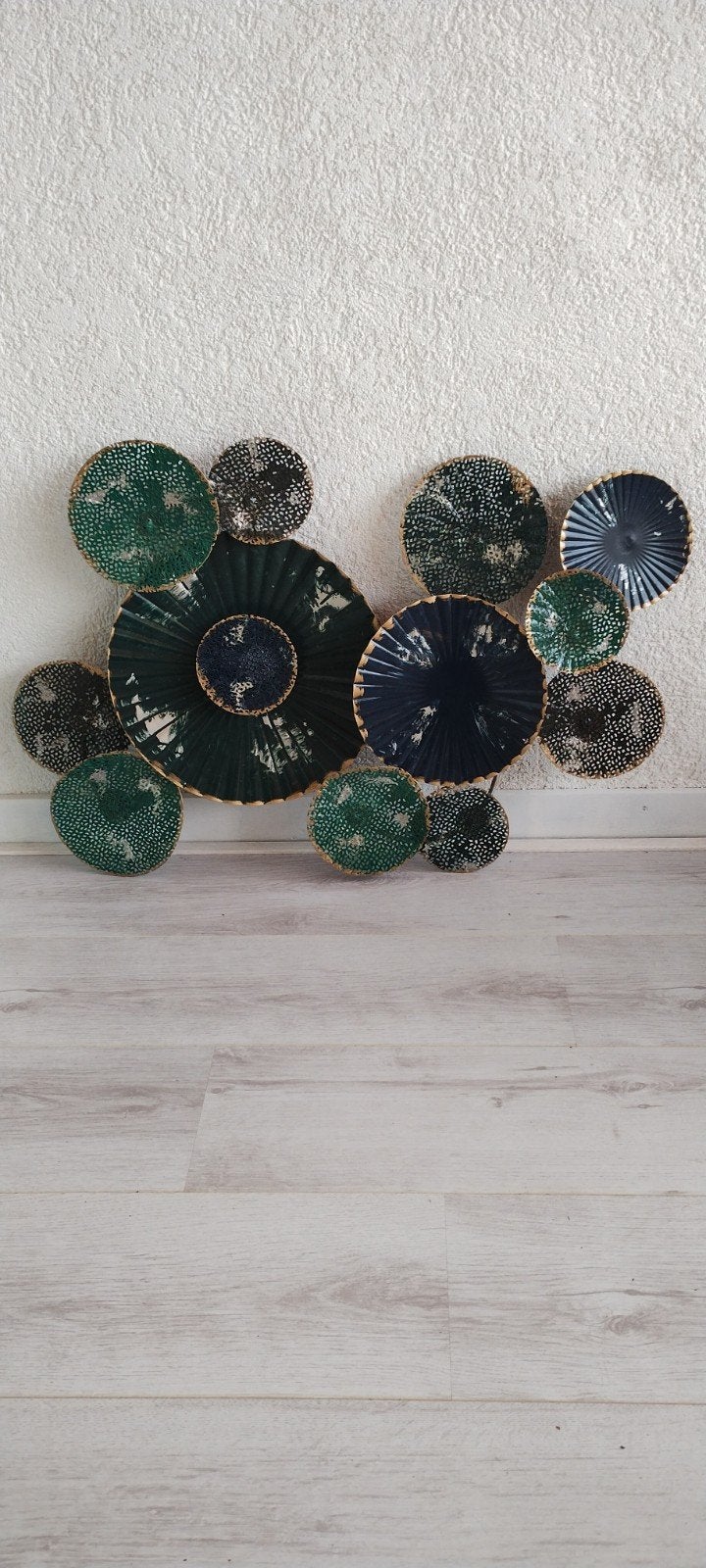 Decoratieve Wanddecoratie - Groen/Blauw Metaal, Huis en Inrichting, Ophalen, Metaal, Meerkleurig, Met ophangsysteem