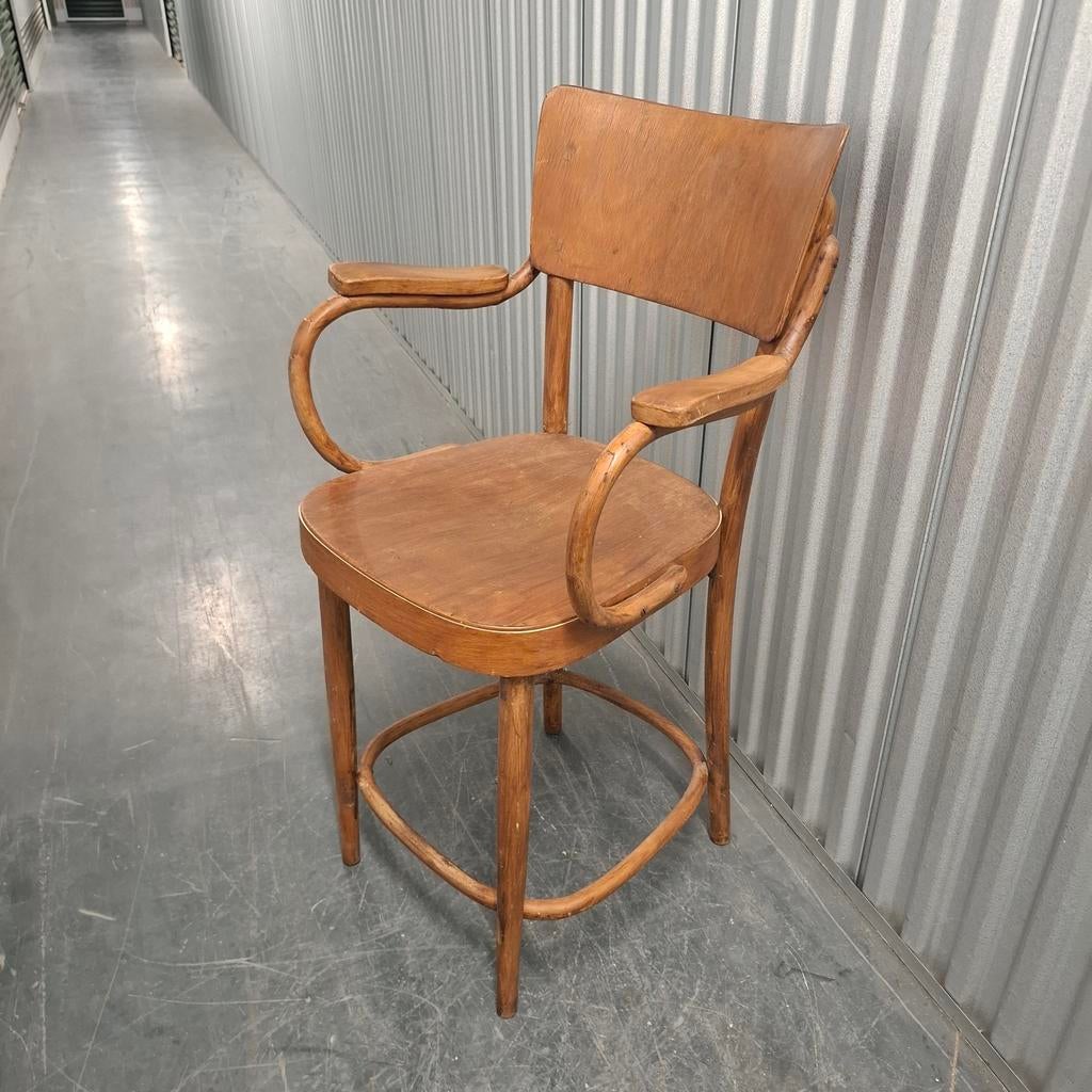 THONET vintage hoge houten stoel, Huis en Inrichting, Ophalen, Gebruikt, Bruin, Eén