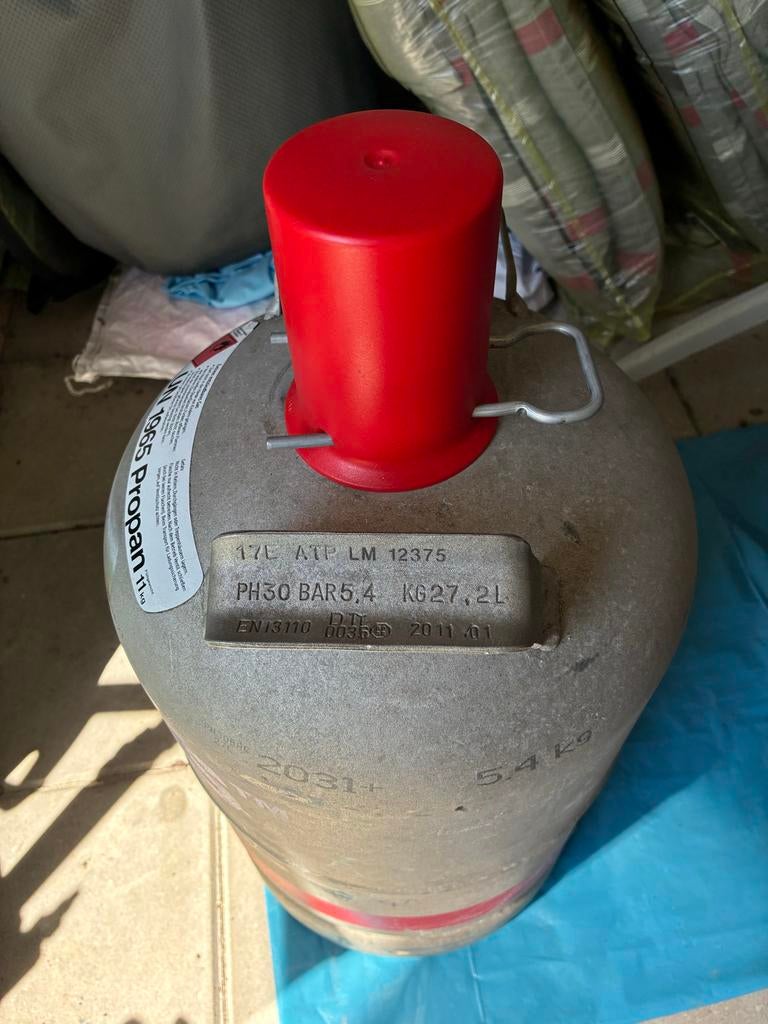 Lichtgewicht aluminium gasfles 11 liter- 80% gevuld, Ophalen of Verzenden, Gebruikt