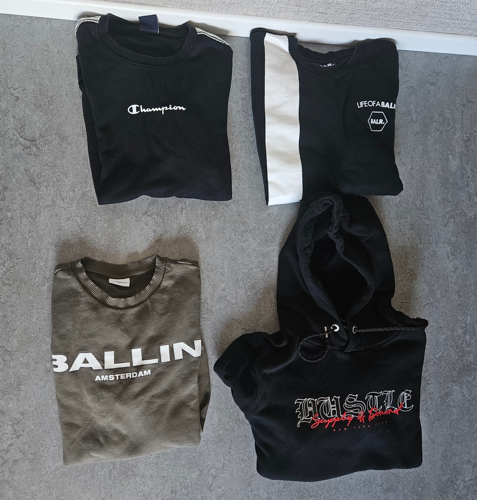 3 jongens/heren truien en 1 hoodie - Champion, BALR., Ballin, Ophalen, Meerkleurig, Overige maten, Champion, BALR., Ballin