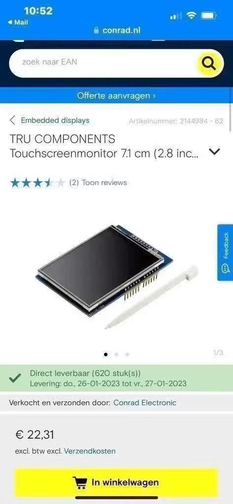 ZGAN! Tru components 2.6/2.8 tft lcd shield €4,99, Computers en Software, Windows Laptops, Ophalen of Verzenden, Zo goed als nieuw